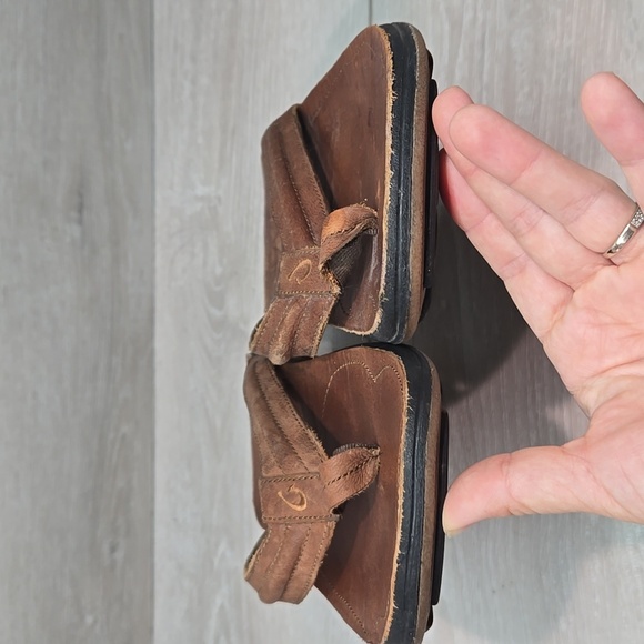 Olukai Men's Moko Brown Thong Leather Sandals Slide Shoes Sz 11 - Picture 4 of 11